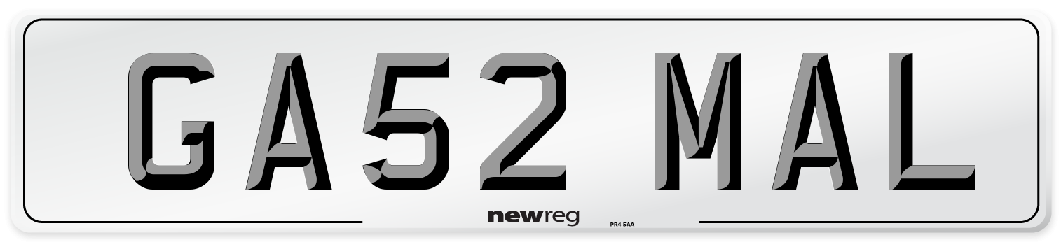 GA52 MAL Number Plate from New Reg